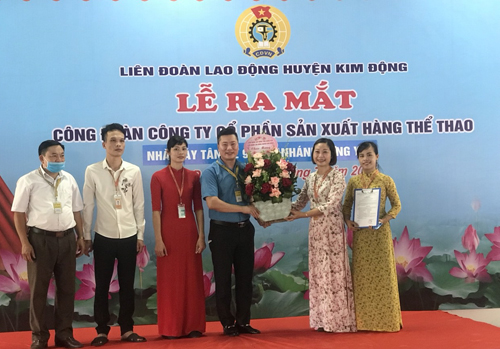 Thành lập Công đoàn Công ty cổ phần sản xuất hàng thể thao Tân Đệ, chi nhánh Hưng Yên.