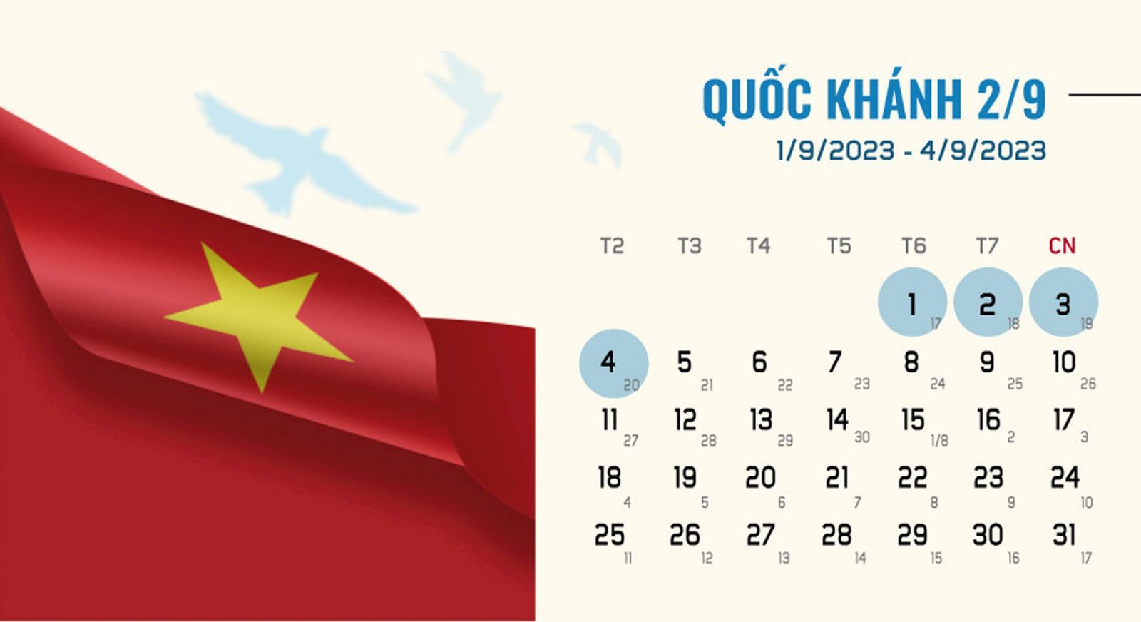 Dịp Lễ Quốc khánh 2/9 năm 2023 người lao động được nghỉ mấy ngày?